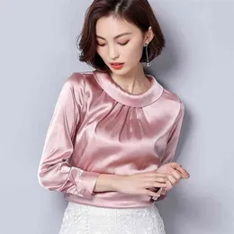 BIBOYAMALL Women Blouses Spring Casual Silk Blouse Loose Long Sleeve OL Work Wear Blusas Feminina Tops Shirts Plus Size XXXL Top 210326