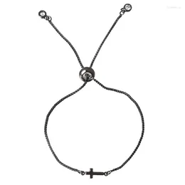Link Chain ZHINI Titanium Steel Bangle Bracelets For Women And Man Thin Cross Pendant Adjustable Bracelet Jewelry Trum22