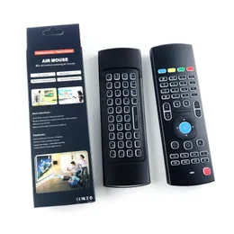 Podświetlenie MX3 Mini Klawiatura z IR Learning QWERTY 2.4G Bezprzewodowy pilot zdalnego sterowania 6axis Fly Air Mouse Podświetlany Gampad do Android TV