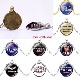 75st/dhl Donald Trump Necklace USA: s president Val Tillbehör Rostfritt stål Tag Ill Be Back Keyring Keychain US Flag Eagle Maga Slogan Sign Charms Pro232