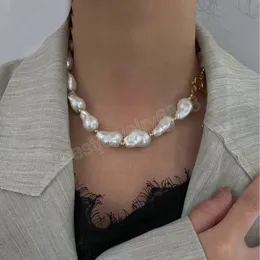 Nowoczesna biżuteria duża nieregularna symulowana naszyjnik Pearl Choker Pretty vintage Temperament Naszyjnik na prezenty imprezowe