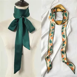 Fashion Print Ribbons Scarf Women Silk Scrunchies Hair Bands Female Neck Tie Skinny Bag Scarfs Bandana Accessories Headware