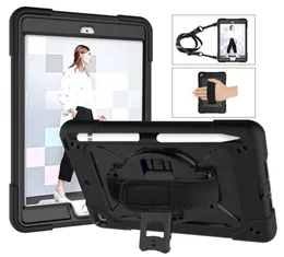 iPad Mini의 핸드 어깨 스트랩 케이스 1/2/3 7.9 인치 헤비 듀티 로봇 하이브리드 갑옷 킥 스탠드 연필 홀더가있는 충격 방지 쉘 (C)