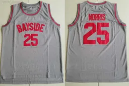 メンズバスケットボールモーヴィーベイサイドタイガース25ザックモリスジャージーベル大学チームが保存