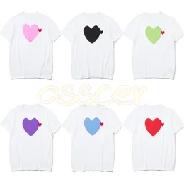 High Street Mens White T Shirts Fashion Womens Heart Print Tees Designer Men Man Short Sleeve Tops Asian Size S-2XL