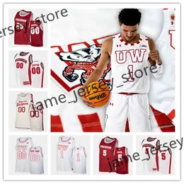 XFLSP Custom Wisconsin Koszykówka Szyte Jersey Sam Dekker Frank Kaminsky AB Nicholas Ethan Happ Alando Tucker d'Mitrik Trice Brad Davison Nate