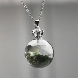 Подвесные ожерелья искренний натуральный зеленый фантомный кварцевый сферический кристалл.