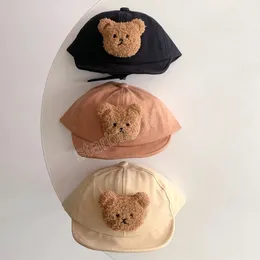 Baby Spring Summer Cartoon Bear Doll Hats Newborn Cotton Soft Brim Adjustable Hat Shade Cap Infants Boy and Girls Baseball Hats