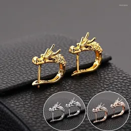Hoop & Huggie Personality Gold/Silver Color Dragon Head Earring For Animal Small Hip Hop Jewelry Men Women Moni22