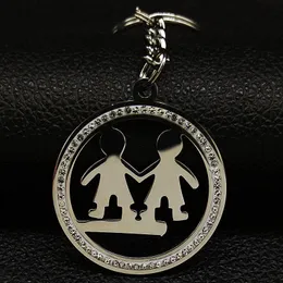 Klapety Masowe Dwóch chłopców kryształowe łańcuchy kluczowe dla kobiet dla kobiet srebrny kolor biżuterii brelokowej llavero hombre K77545S08keyChains