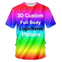 Letnie dostosowani dorośli mężczyźni i kobiety rozmiar T koszule Topy Spersonalizowane niestandardowe zdjęcie Tshirt Kids 3D T Shirt Baby Casual Tees 220707