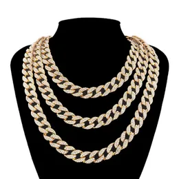 Iced Out Chain Hip Hop Necklace Tennis Charms Jewelry Gold Silver Color Rhinestone CZ Clasp Choker For Men Rapper Bling Long Necklace