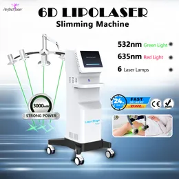 6D LIPO Lazer eriyik Yağ Makinesi Şişme Gövde Yok Zayıflama Kilo Kaybı Laserslim 6 Tedavi Kafaları Lambalar Cihaz