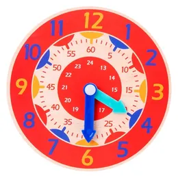 Children Montessori Wooden Clock Hour Minute Second Cognition Colorful Clocks Toys for Kids Early Preschool Teaching Aids 220621