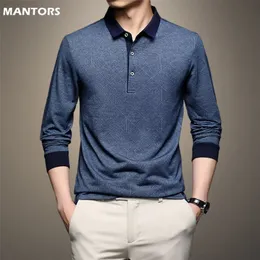 Herrskjorta polo tshirt män koreanska modekläder man långärmad casual fit slim man knapp krage topps 220804