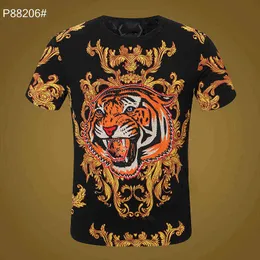 T-shirt di design tigre di cristallo per uomo Skull Tees Summer Basic Solid stampa lettera dollaro Skateboard Casual Punk top Tee donna Camicie