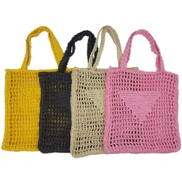 Simple fashion Women's hollow bags straw handbag woven purse crochet embroidery letters designer shoulder bag summer beach bag LK133