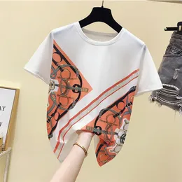 Women's Short Sleeves O Neck Bling Print T-Shirt Summer Ladies Casual Pullover Tee Tops Tees A3262 210428