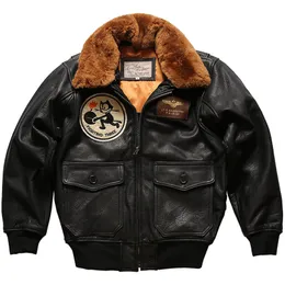 Autumn Winter Leather Jacket män Motorcykeljackor Bomer Jacka Real Päls krage tjocka varma rockar Bomull vadderade vindbrytare vattentät gatekläder stor storlek