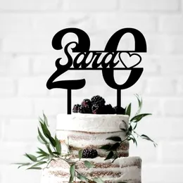 اسم مخصص Ages كعكة topperpersonalized الأكريليك الأسود 20 عيد ميلاد سعيد ديكور الأطفال هدايا حفلة 220618