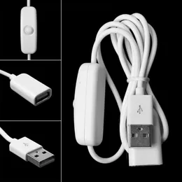 Piaste 2M USB biały kabel Mężczyzna do kobiety z przełącznikiem przedłużania włączania/wyłączania dla zasilania wentylatora lampy