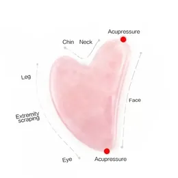 예술과 공예품 장미 석영 Gua Sha 얇은 리프팅 도구 옥 얼굴 목 안티 링클 천연 석재 휴식 피부 마사지 아름다움 bes121