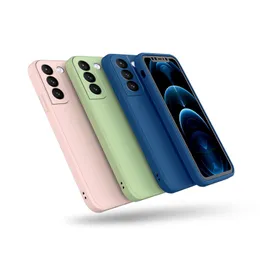 Жидкие силиконовые телефона для Samsung S22 All-включенная антибальная телефонная крышка для S21 Ultra