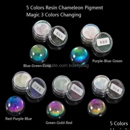 Diğer Mücevher Araçları Ekipman Renk Sihirli Reçine Bukalemeler Pigment Pigment Aynası Gökkuşağı Renkli Epoksi Boya Akıllı D DHKPL
