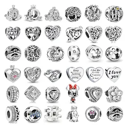 925 Sterling Silber baumelnder Charm-Herz, Pfote, klare Schneeflocke, funkelnde Krone, Kürbis-Perlen, passend für Pandora-Charm-Armbänder, DIY-Schmuckzubehör