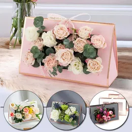 Present Wrap High Quality Portable Flower Box Stor blomsterhandlare Packaging Foldbar Arrangement Vase Wedding Decor Paper Bagsgift
