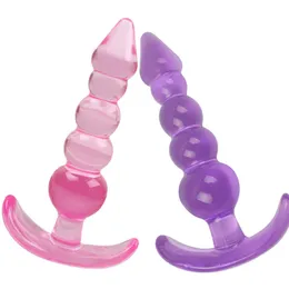Weiche Analdildo Prostata-massagegerät Erwachsene Homosexuell Phallus Anal Plug Fünf Perlen G-spot Erotische Sex Spielzeug Für Männer frauen Produkte