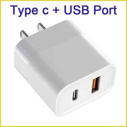 Carregadores de parede Tipo C Porta dupla USB 2.1A Saída para iPhone 13 Pro Max 12 11 Adaptador de energia Poly Bag Packaging