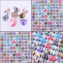 Bant Yüzük Takılar Toptan Lot 20pcs Seksi Colorf Leopar Baskı Tasarım Güzel Çocuklar Rezin Reçine Lucite Moda Jewelr DHFQJ