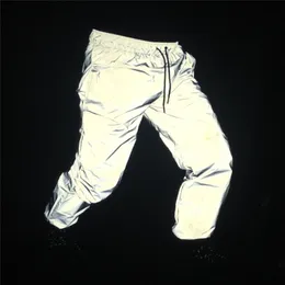 Men's Pants Brand Trousers Reflective Fluorescent Hip Hop Casual Sports Night light Joggers streetswear sweatpants 220826