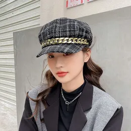 Basker basker damer koreansk höst och vinter brittisk stil åttonal hatt japansk gata mode retro vilda målare hattar sboy capberets