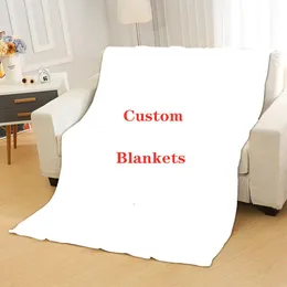 Custom Blankets Colorful Digital Full Printing Flannel Coral Fleece Child Adult Blanket Air Conditioning Quilt Custom Logo Any Size 0630
