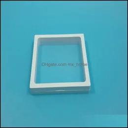 108*108*18mm Clear Pet Membrane Box Stand Holder Floating Display Case Earring GEMS Ring Smyckesupphängning Förpackning Drop Leverans 2021 Pac