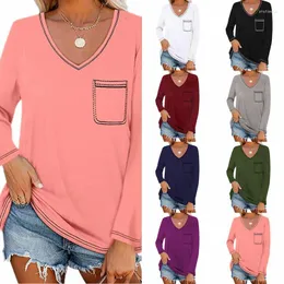 Women's T-Shirt Loose T-shirts Women Jumpers Long Sleeve V-neck Tops Woman Pullover Female Fashion Sale Sexy Cotton Cloth Undershit AC1062 P