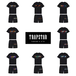 23ss New 9 Colors Trapstar mens t shirt and short London Street Fashion Brand suit Casual sport shirts neck collar without label