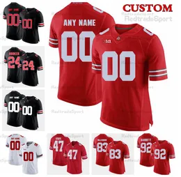 NCAA Custom Ohio State Buckeyes College fotbollströjor 4 Fleming 18 Harrison Jr. 22 Chambers 28 Williams 88 Ruckert 44 TUIMOLOAU 33 Sawyer 3 Ewers 10 Joe Burrow 7 Ginn