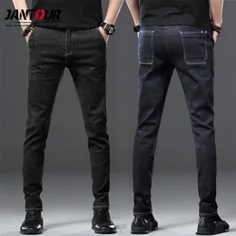 Jantour Brand Arrivals Jeans Men Quality Casual Male Denim PantsストレートスリムフィットダークブルーメンズズボンYong Man 201128