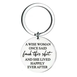 A Woman Said Luck This Stainless Steel Round Metal Letter Key Chain Rings for Men Women mother father Car Keys Ring Pendant Friend Gift Wholesale