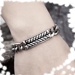 Link Trend Men Charm Bracelets Locomotive Aço inoxidável Bata cubana Bar Hip Hop/Rock Casal Hand Jewelry Gifts Lars22