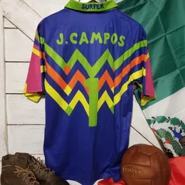 Erkek Tişörtleri Retro Mexico Jorge Campos Rose/Mavi Vintage Gömlek Klasik FormalarErkekler