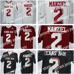 Yeni NCAA Texas AM Aggies 2 Johnny Manziel Jersey Erkekler Çocuklar Adam Gençlik Kırmızı Siyah Beyaz Erkekler Kolej Futbolu Dikişli İyi