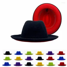 Chapéus de aba larga Mulheres simples Mulheres negras Red Patchwork Crimping Fedora Hat Hat British Style Party Party Festa formal Panamá vestido Cowboy Oliv22