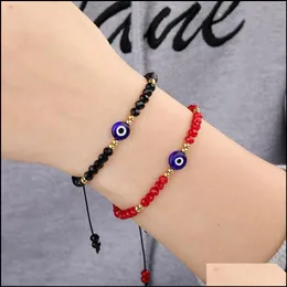 Charm armband smycken fl￤tad ondskapig bl￥tt ￶gonarmband handgjorda colorf kristallp￤rlor f￶r kvinnor flicka sl￤pp leverans 2021 qvsrl