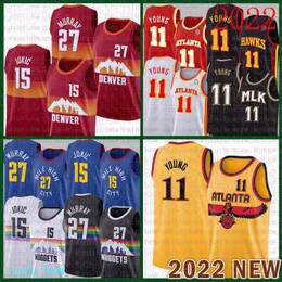 2022 New Denvers كرة السلة Jersey Net Atlantas Trae Young Nikola Hawk Brown S-XXL Jokic Jamal Murray Spud 4 Webb 555