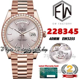 EWF V3 EW228345 EW3255 Otomatik Erkekler İzle 40mm Gül Altın Elmaslar Çember Pembe Dokulu Çubuk Arama Başkanlık Bilezik Aynı Seri Kart Süper Sonsuzluk Saatleri