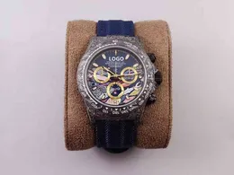 Часы Reloj uxury Date Gmt Роскошное качество, 40 мм, механизм с хронографом из стали 904, корпус из углеродного волокна